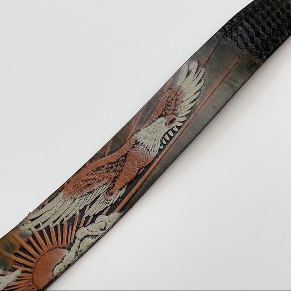 Bald Eagle Sun Genuine Leather Tooled Belt Small - Picture 15 of 15